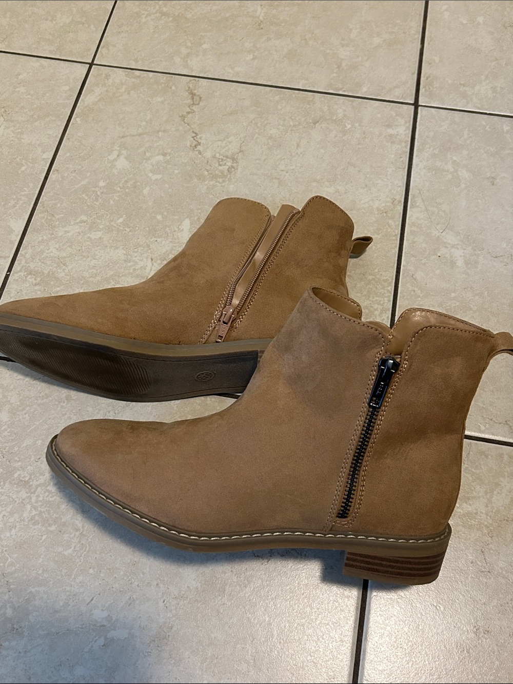 Universal Thread Tan Suede Side-Zip Ankle Boots